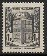 Yvert 531 1 F + 1 F Clermont-Ferrand - ** - 1941-66 Stemmi E Stendardi