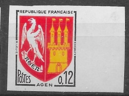 FRANCE 1960 -  Non Dentelé YT N° 1353A  - Neuf ** , Bord De Feuille -  Blason Agen - 1961-1970