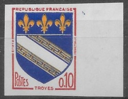 FRANCE 1960 -  Non Dentelé YT N° 1353  - Neuf ** , Bord De Feuille -  Blason Troyes - 1961-1970