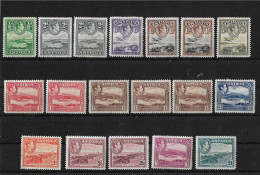 ANTIGUA 1938 - 1951 SET OF 18 STAMPS INCLUDING ALL CATALOGUE LISTED COLOUR VARIETIES MOUNTED MINT Cat £308+ - 1858-1960 Kolonie Van De Kroon