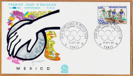 04838 / FDC JEUX OLYMPIQUES 1968 MEXICO Premier Jour 12 Octobre 68 Illustration COMBET N°653 Y & T 1573 - Estate 1968: Messico