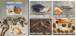 Guinea Bissau 2020, Shells And Fossils, 4val +BF - Fossils