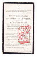 DP Maria Francisca Goossens ° Mechelen 1828 † 1910 X Jan Baptist De Backer - Devotion Images
