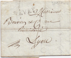 35058# LETTRE Datée De BULLE Obl YVERDON Datée Du 10 Octobre 1815 Pour LYON RHONE ARRIVEE AU DOS VORPHILA - ...-1845 Prephilately