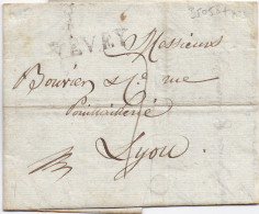 35058# LETTRE Datée De BULLE Obl YVERDON Datée Du 10 Octobre 1815 Pour LYON RHONE ARRIVEE AU DOS VORPHILA - ...-1845 Precursores