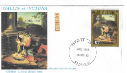 WALLIS ET FUTUNA FDC De 1982  CORREGE LA VIERGE ADORANT L'ENFANT - Cartas & Documentos