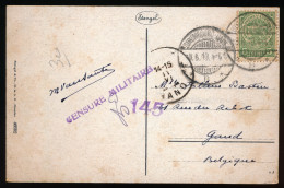 C.P. 19  CACHET LUXEMBOURG GARE / GAND  - CENSURE 145   TO GAND     2 SCANS - 1907-24 Wapenschild