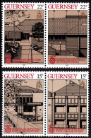 GUERNSEY 1987 EUROPA: Architecture. Schools Post Offices. 2 Pairs, MNH - 1987