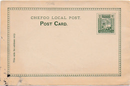 35066# ENTIER POSTAL CHEFOO LOCAL POST CARD CHINE CHINA STATIONERY GANZSACHE - Lettres & Documents