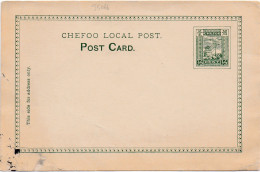 35066# ENTIER POSTAL CHEFOO LOCAL POST CARD CHINE CHINA STATIONERY GANZSACHE - Storia Postale