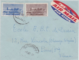 35067# REPUBLIQUE LIBANAISE LETTRE TWA AIR MAIL PAR AVION Obl BEYROUTH 1950 LIBAN - Lebanon