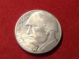 Münze Italien Fantasieprägung 20 Lire Medaille Mussolini 1943 - 20 Liras