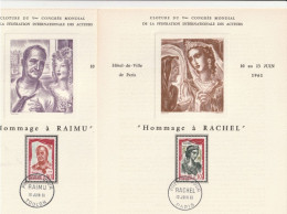 4 Lithographies Decaris Sur Les Artistes De 1961 + La 5éme Valeur Sur Enveloppe Gravé Par Decaris. Tirage 299 - Acteurs