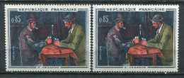 25905 FRANCE N°1321** 85c. P. Cézanne : Revers Rouge Au Lieu De Blanc + Normal (non Inclus)  1961  TB - Neufs
