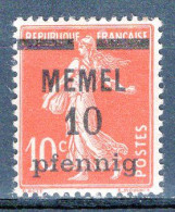 MEMEL - Timbre N°19 Neuf A/charnière - Neufs