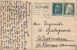 Bayern Uprated Postal Stationery Ganzsache NÜRNBERG 1913 ST. THOMAS Westindien Danish West Indies (2 Scans) - Danemark (Antilles)