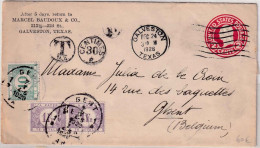 USA - 3 C. Ganzsache/Brief N. BELGIEN Galveston - Gent 1928 2,10 Fr. Nachporto ! - 1921-40