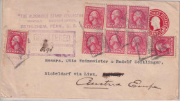 USA - 2 C. Ganzsache+8x2 C. Einschreibebrief N. ÖSTERREICH Bethlehem -1920 - 1901-20