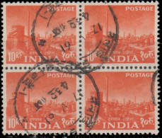 Inde 1959. ~ YT 111 Bloc De 4 - Aciérie - Used Stamps