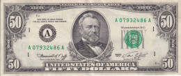 BILLETE DE ESTADOS UNIDOS DE 50 DOLLARS DEL AÑO 1974 LETRA A - BOSTON CALIDAD MBC (VF) (BANK NOTE) - Federal Reserve Notes (1928-...)