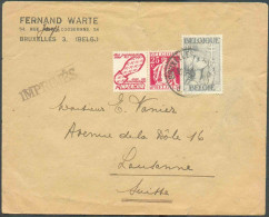 N°377 + PUB 65 Obl. Sc BRUXELLES 1 Sur Lettre Du 30-3-1934 Au Tarif 'IMPRIME' Vers Lausanne. - TB - 14333 - Tete Beche  [KP] & Interpannelli [KT]