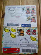 Brasil  2 Registered Letter Camboriú Sc.3* Fao 95 Air.campo Mourao.pr.5* Fruit Def.98.dif Reg Labels.e7.reg Post . - Cartas & Documentos