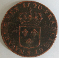 1 Sol Au Buste Enfantin 1720 S Reims , Louis XV , Gad 276 - 1715-1774 Louis XV Le Bien-Aimé