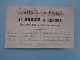 35 - IIle Et Vilaine - Rennes- Jh. Dubois - 5 Rue Rallier   - Chapeaux De Paille   - Papier Porcelaine - Vers 1840 - - Porzellan