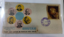 BHUTAN 1972 FAMOUS PEOPLE/PERSONS/PERSONALITIES MAHATMA GANDHI 3-D Heat Moulded Plastic Stamp First Day Cover FDC - Bhoutan