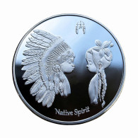 Medal Coin Native Spirit Indian Athenia 40mm Silver Plated BU 02046 - Autres & Non Classés