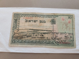 Israel-BANK OF ISRAEL-FRIST ISSUE-TEN LIROT-(51)-(ב/129071-RED Number)(10LIROT)-(התשט"ו-1955)-USED-note - Israel
