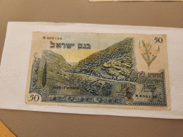 Israel-BANK OF ISRAEL-FRIST ISSUE-FIFTY LIROT-(56)-(א/496134-BLACK Number)(50LIROT)-(התשט"ו-1955)-USED-note - Israele