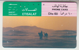 UAE 1992 TAMURA CAMELS IN DESERT ETISALAT - Emirats Arabes Unis