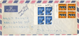 Zambia Air Mail Cover Sent To Denmark1967 With 2 Blocks Of 4 - Zambie (1965-...)