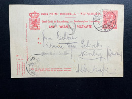 ENTIER POSTAL LUXEMBOURG 1908 POUR NURNBERG - Postwaardestukken