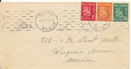 Finland Cover Sent To Abo 3-5-1939 Lion Type Stamps - Brieven En Documenten