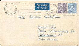 Finland Cover Sent Air Mail To Denmark 13-3-1958 Lion Type Stamps With A Letter Inside - Storia Postale