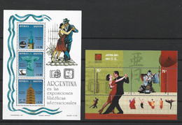 Argentina 1993, 2001 Two Complete Sets Souvenir Sheets TANGO, DANCE MNH - Collezioni & Lotti