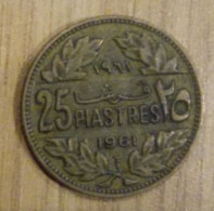 Libanon, Year 1961, Used, 25 Piastres - Liban