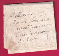 LETTRE DE SEDAN ARDENNES 1693 TAXE MANUSCRIT 2 POUR REIMS MARNE LETTRE - ....-1700: Précurseurs