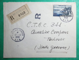 N°1131 EVIAN LES BAINS RECOMMANDE AFN SECTEUR POSTAL 87270 POSTES AUX ARMEES POUR TOULOUSE 1958 GUERRE D'ALGERIE - Guerra De Argelia