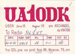 AK 183551 QSL - USSR - Archangel - Radio Amateur