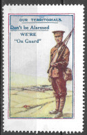 1914- 1918 DELANDRE VIGNETTE WW1 GREAT BRITAIN GB Cinderella ERINNOFILO PROPAGANDA DONT BE ALARMED WERE ON GUARD - Militaria