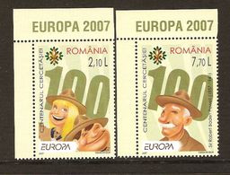 RUMANIA/ ROMANIA/ RUMÄNIEN/ ROUMANIE -EUROPA  2007-" A CENTENARY SCOUT -EUROPA-CEPT"-  SERIE De 2 V. - 2007