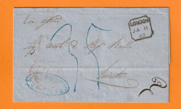 1862 - Lettre Pliée De London Londres Vers Triest Trieste (Autriche Aujourd'hui Italie Italia) - Marcophilie