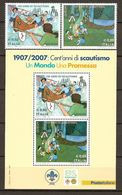 ITALIA/ ITALY/ ITALIEN/ ITALIE -EUROPA  2007-" A CENTENARY SCOUT -EUROPA-CEPT"- SERIE De 2 V. + HOJITA BLOQUE - 2007