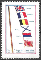 1914- 1918 EPOQUE DELANDRE VIGNETTE WW1 GREAT BRITAIN GB ERINNOFILO THE FLAGS OF THE ALLIES FRANCE BELGIUM RUSSIA JAPAN - Vignettes Militaires