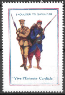 1914- 1918 EPOQUE DELANDRE VIGNETTE WW1 GREAT BRITAIN GB ERINNOFILO FRANCE "VIVE I` ENTENTE CORDIALE" - Vignettes Militaires