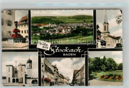 43291880 Stockach Baden Panorama Brunnen Kirche Kriegerdenkmal Strassenpartie St - Stockach