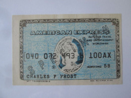 Rare! Vintage American Express Specimen Card Charles F.Frost 82 X 53 Mm See Pictures - Fiktive & Specimen